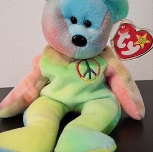 Ty Beanie Baby Original Peace Bear 1996 with tag errors
